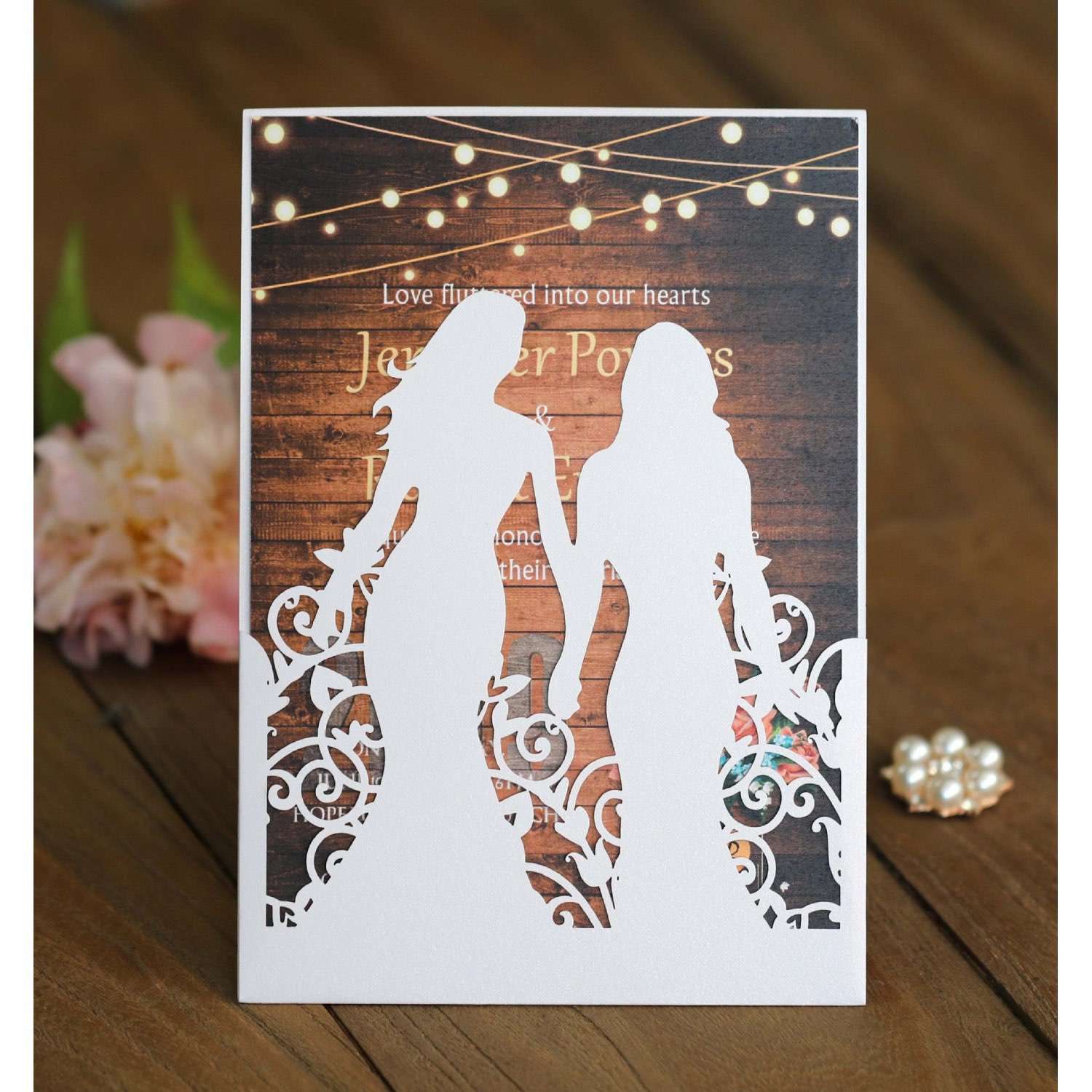 Homosexual Girls Wedding Invitation Card  Laser Cut Invitation Card